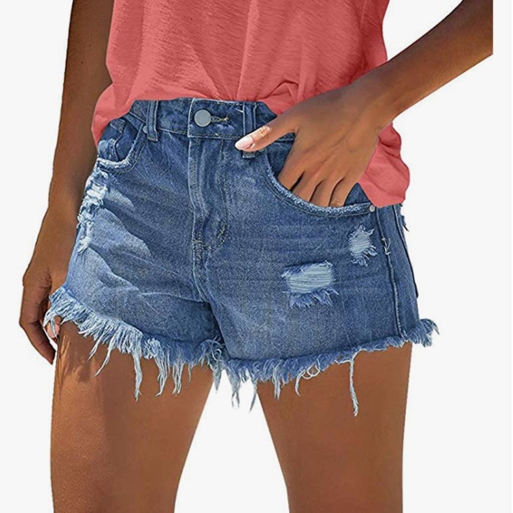 Amazon Medium Wash Jean Shorts size XL, mid-rise. Never before worn